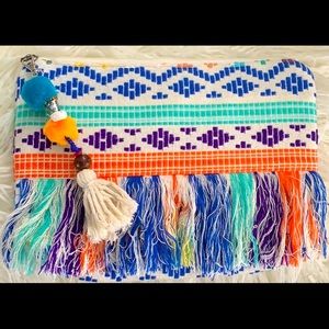 Colorful Fringe Clutch with Tassel